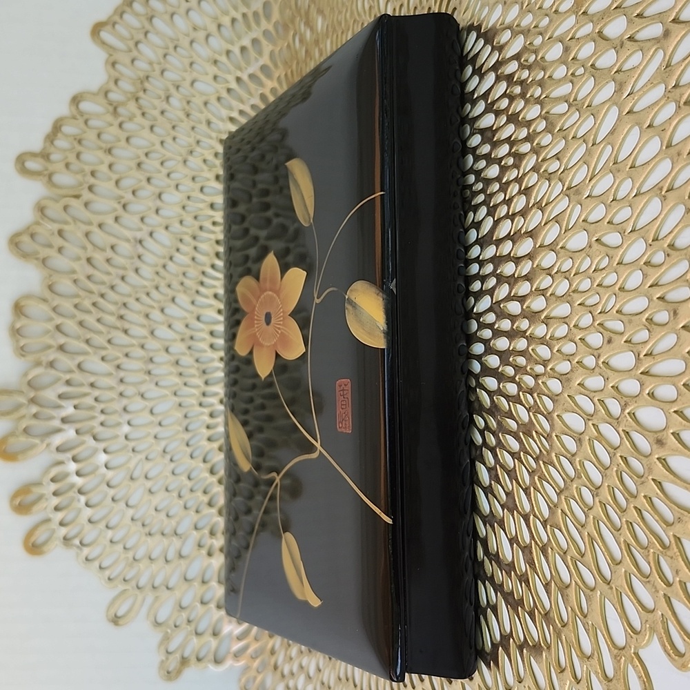 VTG JAPANESE AIZU-,NURI LACQUER FUMIBAKO BOX - Picture 7 of 13